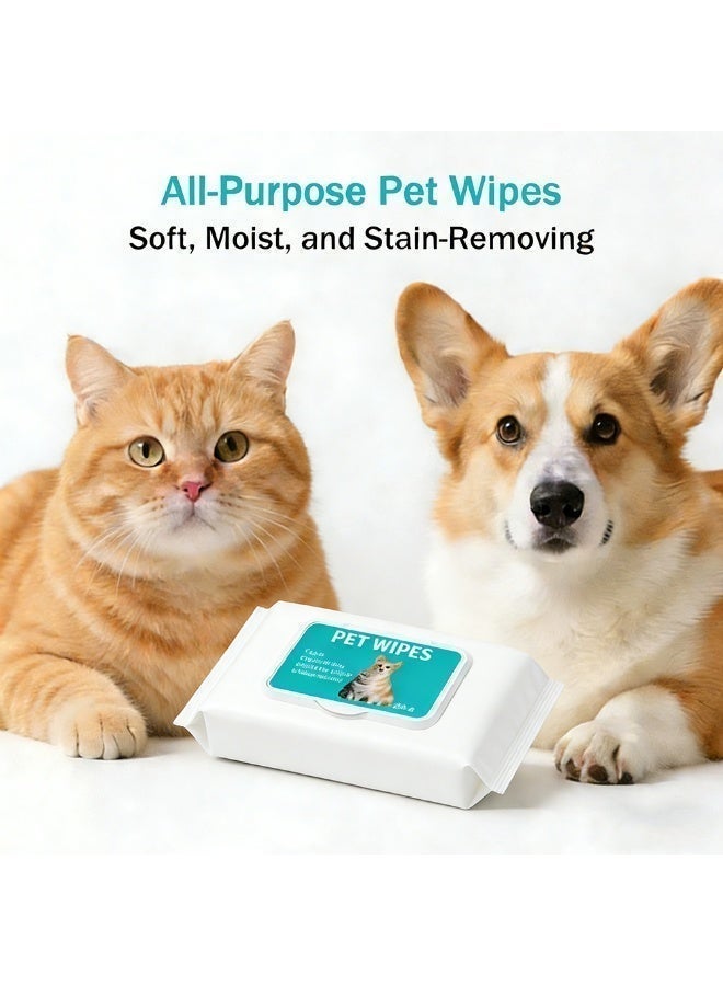 مناديل مبللة للحيوانات الأليفة، خالية من الكحول، خالية من العطور، مضادة للحساسية، لتنظيف وتجميل أقدام الكلاب والقطط ووجوهها (80 منديلًا) - Image 1